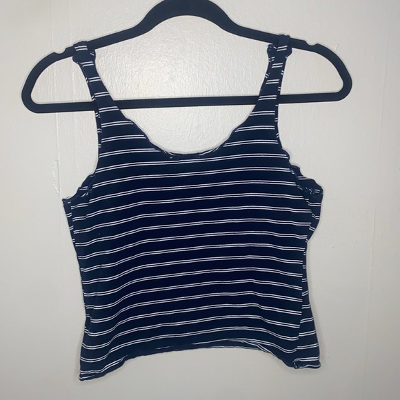 🦋Adorable navy and white striped tank top with ruffled ends! - Picture 6 of 7